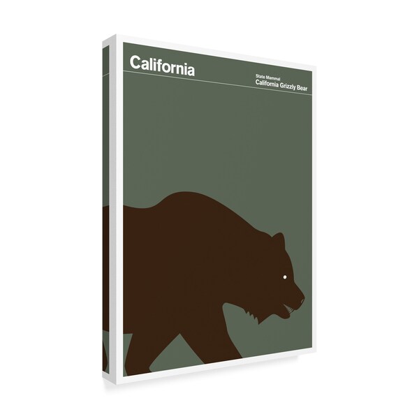 Print Collection - Artist 'California Grizzly Bear' Canvas Art,14x19